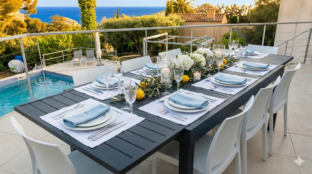Terrasse belvédère de la villa avec vue imprenable sur les calanques